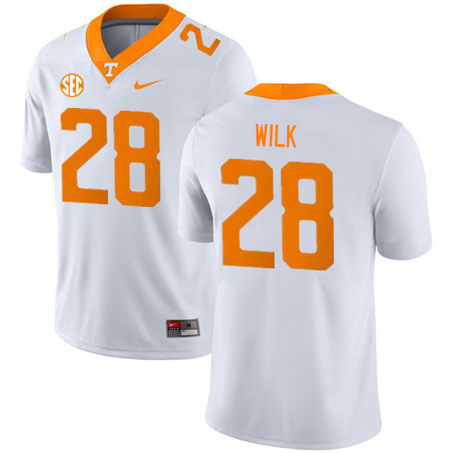 Men #28 Patrick Wilk Tennessee Volunteers College Football Jerseys Stitched Sale-White